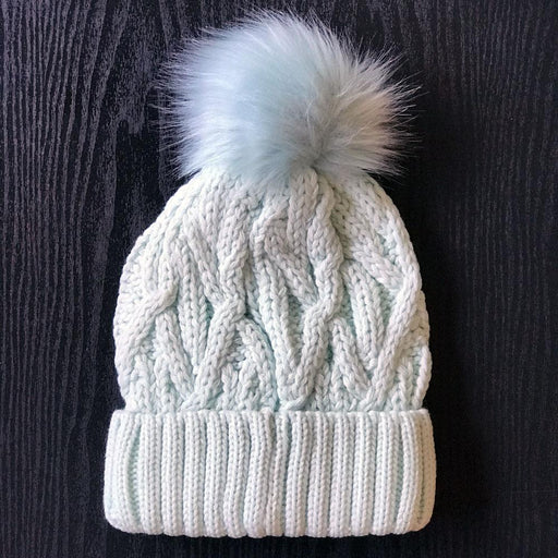 Hand Stitched Ultra Soft Winter Pom Beanie Hat mint