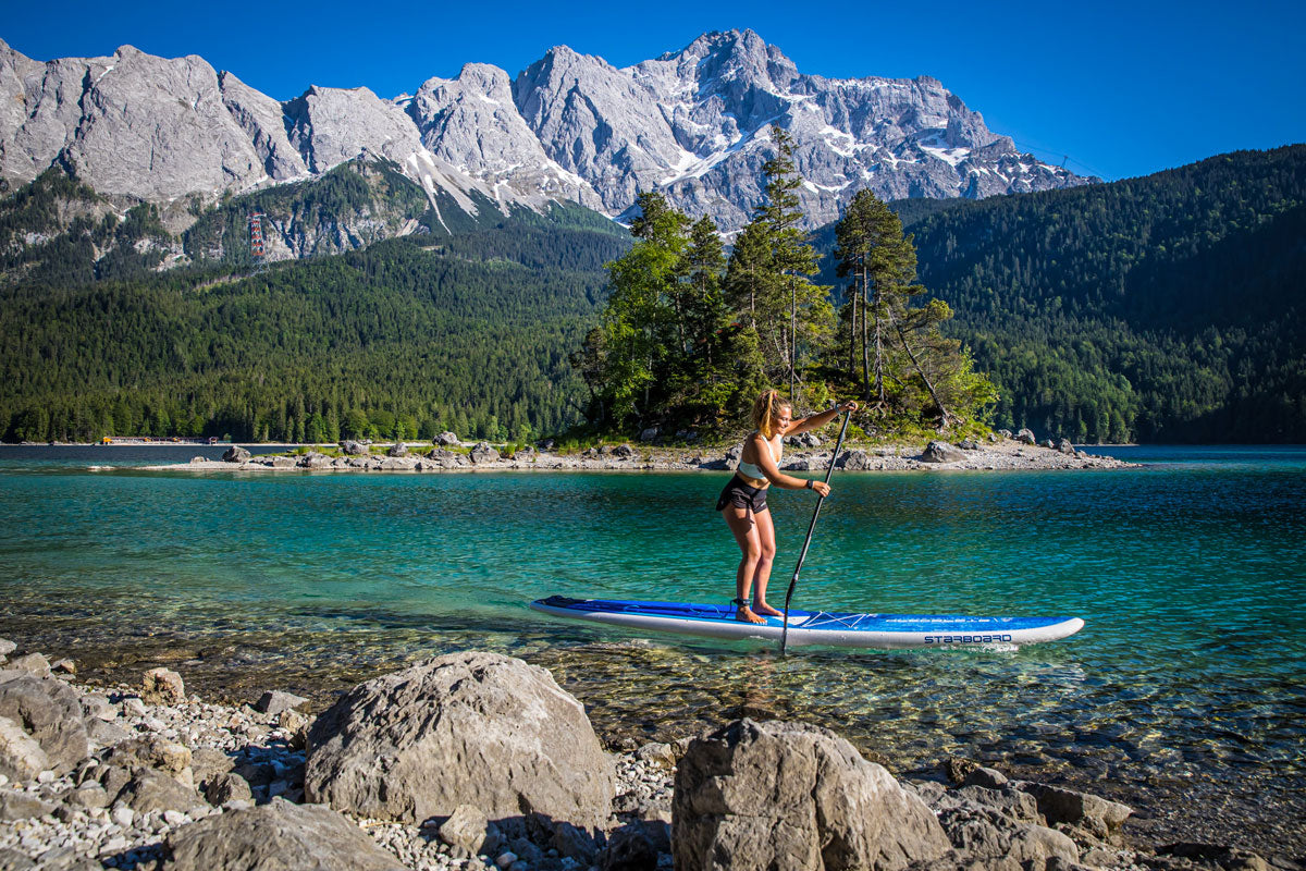 mountain stand up paddleboard action