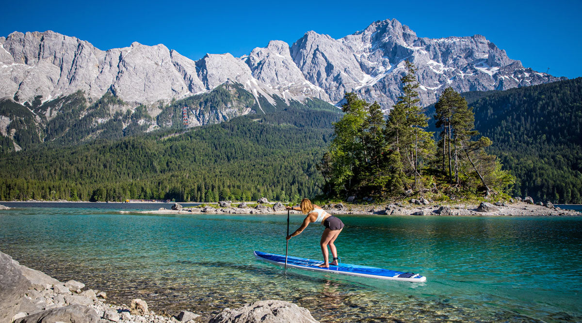 paddle boarding in the mountains