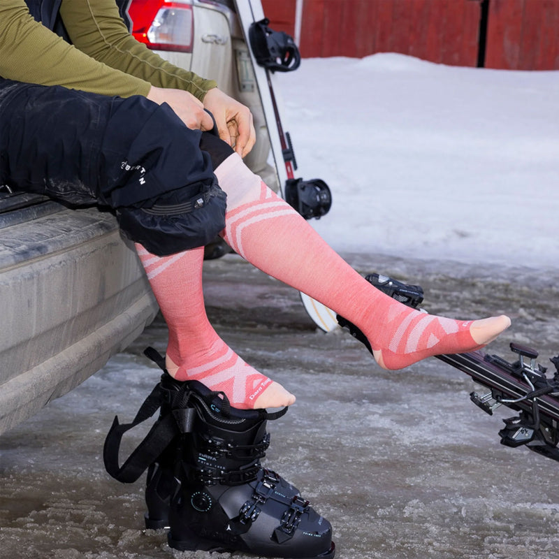 Darn Tough Peaks RFL Over the Calf Ultra-Lightweight Ski and Snowboard Socks Action 2