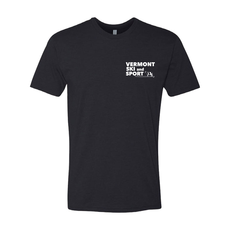 Vermont Ski and Sport Paddleboarding Cow Logo T-Shirt - BLACK