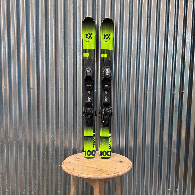 Volkl Deacon JR Kid's Skis w/ Marker Vmotion 4.5 GW Bindings - USED 100cm