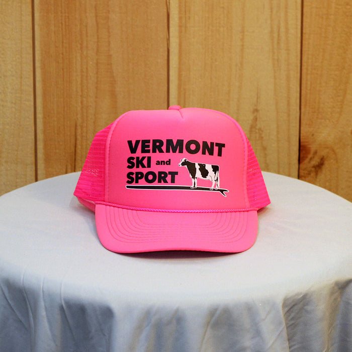Paddleboarding Cow Trucker Hat - Electric Pink