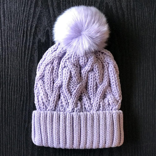 Winter Pom Beanie Hat lavender