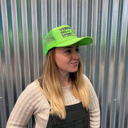Paddleboarding Cow Trucker Hat - Neon Green