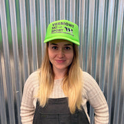 Paddleboarding Cow Trucker Hat - Neon Green